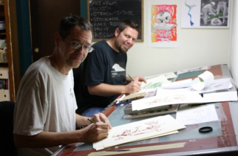Todd and Bob, graphic design and printmaking instructors