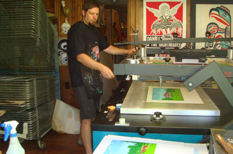 Todd working on his 8 colour print